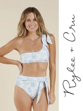 Rylee & Cru - One Shoulder Bikini Top & High Waisted Knotted Bikini Bottom
